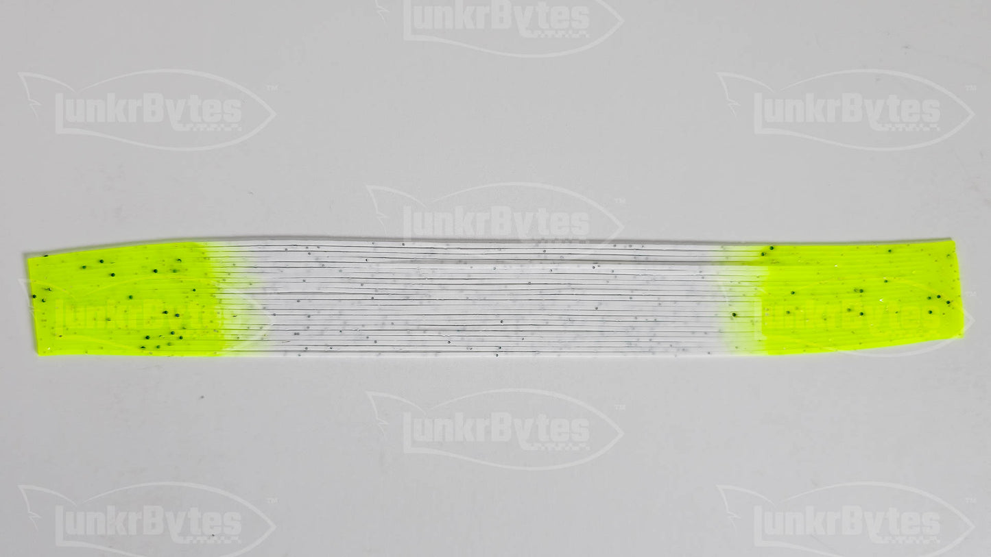 White / Chartreuse Tips / Pepper Silicone Skirt Tab – Shad Imitation for Bass (8807-076)