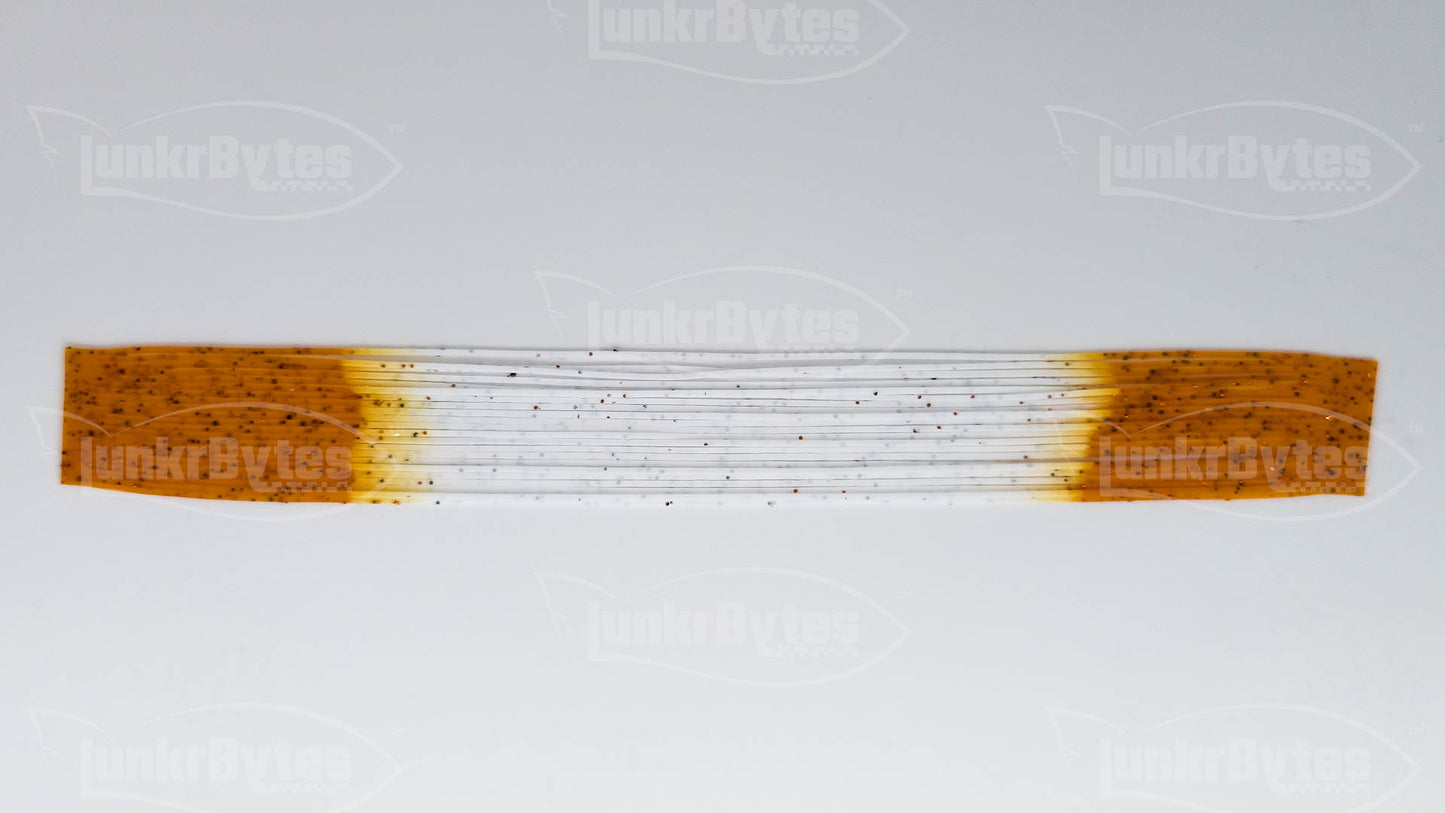 White / Orange Tips / Orange Flake/ Pepper Silicone Skirt Tab with Flake – Shad Imitation for Bass (8807-077)