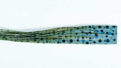 Watermelon / Blue Interference / Black Dots Silicone Skirt Tab with Interference – Bluegill Pattern for Bass (8825-551)
