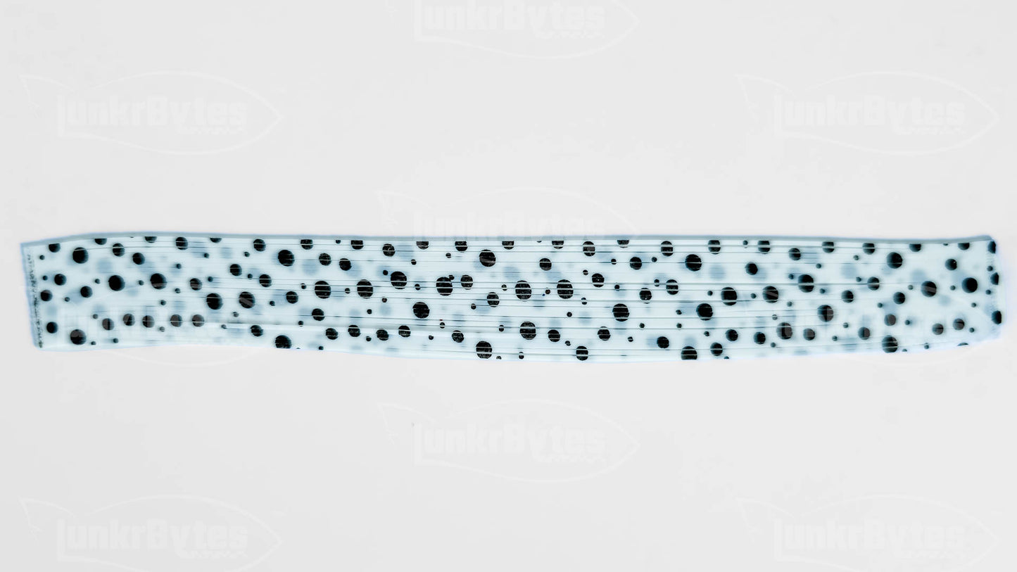 Pure White / Black Dots Silicone Skirt Tab – Shad Imitation for Bass (8825-564)