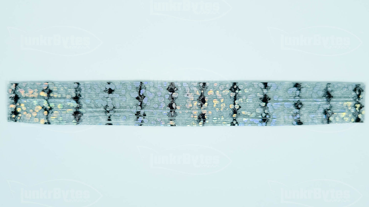 Silver / Black Barbed Wire / Snake Skin Silicone Skirt Tab with Flake – Shad Imitation for Bass (8853-301)