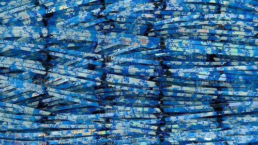 Blue Flake Scales / White / Black Barbed Wire / Snake Skin Silicone Skirt Tab with Flake – Shad Imitation for Bass (8853-303)